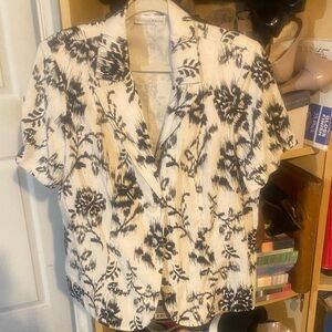Sag Harbor Black and Cream Floral Short-Sleeve Blazer Jacket